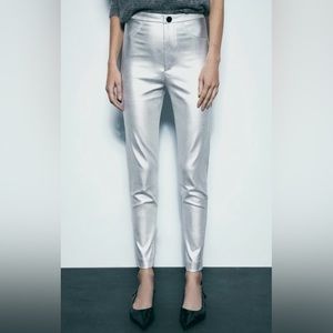 Zara Metallic Mid rise Leggings